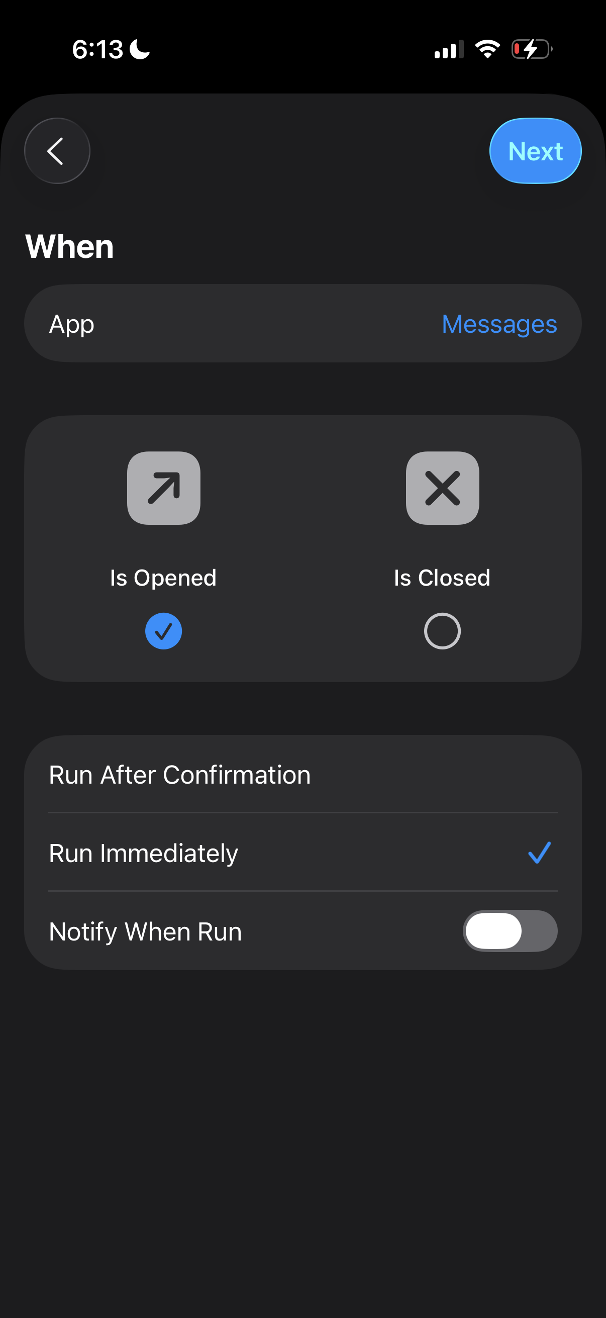 Messages is opened trigger